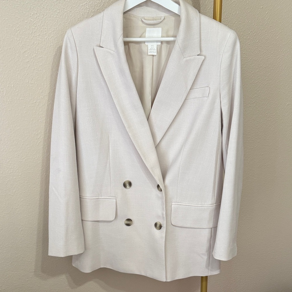 H&M Light Beige Double-Breasted Blazer